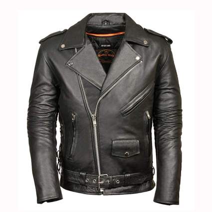 black leather men's biker jacket