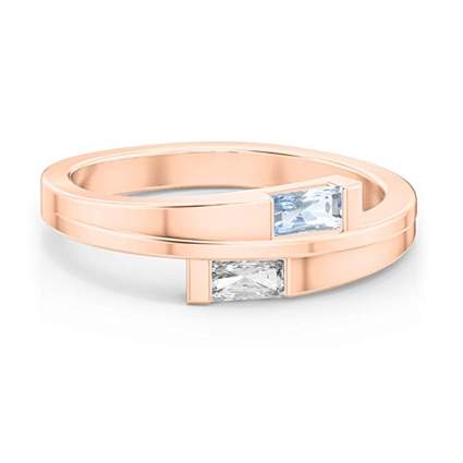 rose gold double baguette birthstone ring