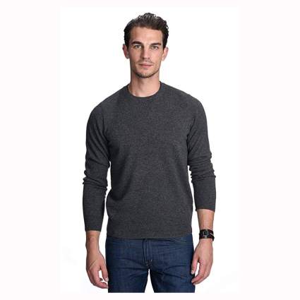 gray men's cashmere pullover sweater