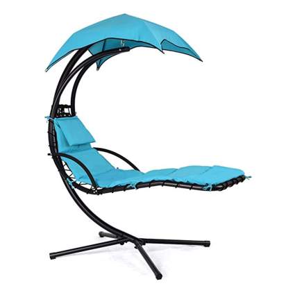 blue hanging chaise lounger chair