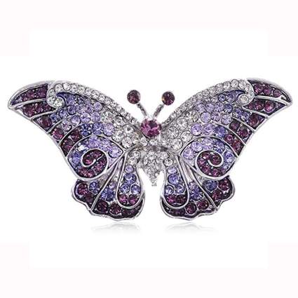 purple butterfly swarovski crystal brooch