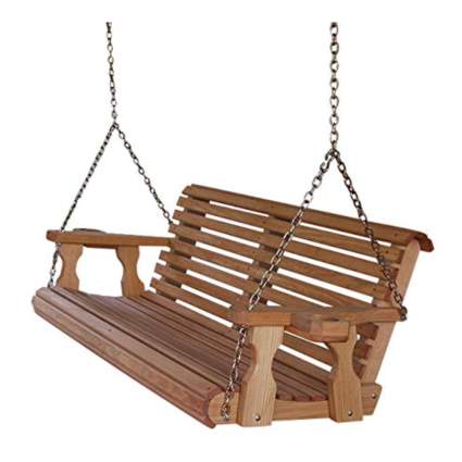 wooden porch swing